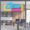 Open 24HRS Neon Light in yellow, blue and pink - from CustomNeon.com