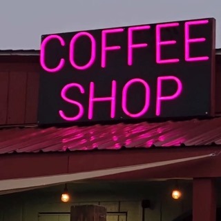 Custom Neon® Coffee Shop outdoor roof sign @atasteofsunrise