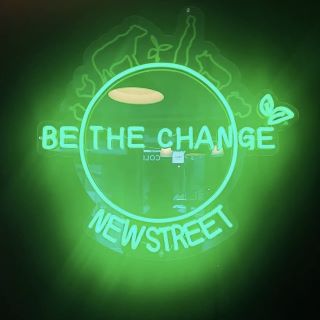 Custom Neon® dark green logo @bethechangefoods