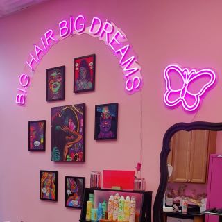 Custom Neon® pink salon signs @claireromehairboutique