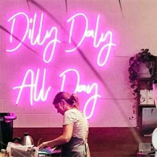 Dilly Dally All Day cafe sign @dillydalymelbourne made by Custom Neon® 