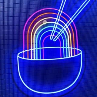 Custom Neon® multi-colored rainbow bowl @eatatbento