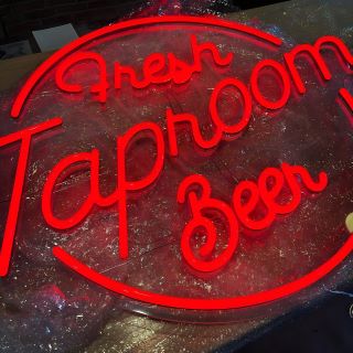 Custom Neon® red Fresh Taproom Beer sign @broadwaybreweryon9th