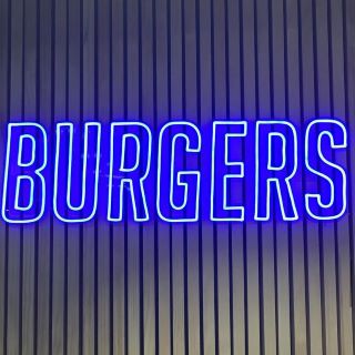 Blue Custom Neon® BURGER sign @doublebarrelburgerbar