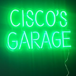 Green Custom Neon® personalized garage sign