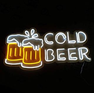 Custom Neon® Cold Beer man cave bar sign