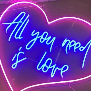 Pink & blue light All You Need is Love light sign by Custom Neon®
