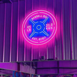Pink & blue Custom Neon® gym logo @barbell_88