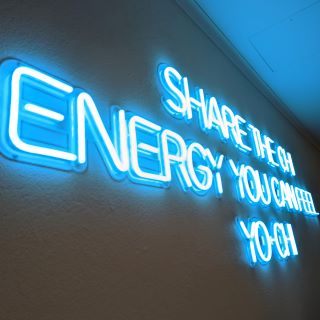 Large blue branded wall sign by Custom Neon® sign @iloveyochi