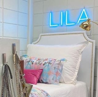 Custom Neon® light blue personalized student room signs @lifewithlilaa