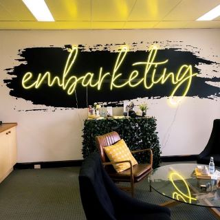 Company name sign @embarketing by Custom Neon®