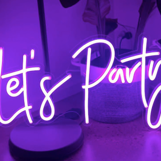 Purple Let's Party sign by Custom Neon®
