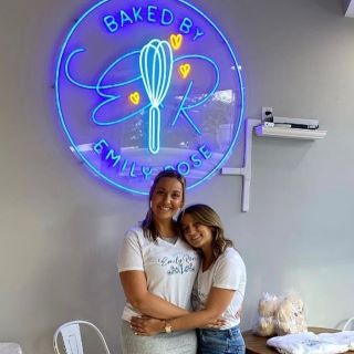 Blue & yellow logo sign @baked_by_emilyrose by Custom Neon®