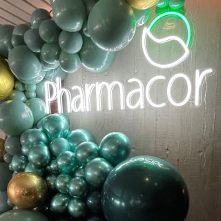 Green & white Pharmacor logo by Custom Neon®
