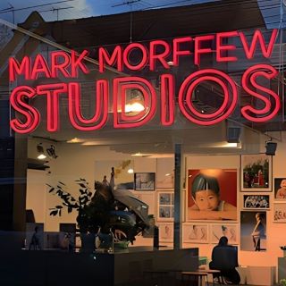 Red Custom Neon® window sign @markmorffewstudios