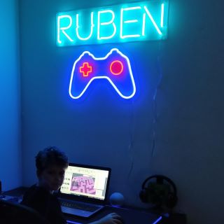 Custom Neon® name sign & console wall art for child's games room