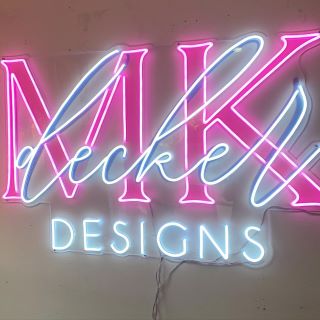Pink Custom Neon® logo @mkdeckerdesigns