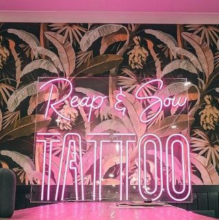 Pink LED neon sign @reap_and_sow_tattoo.jpg by Custom Neon®
