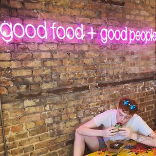 Pink Custom Neon® Good Food Good People sign @rubis_18st @cheekygingerchef