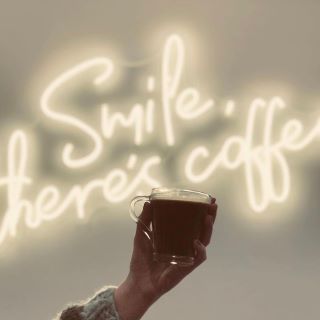 Smile there's coffee white Custom Neon® sign @wotso.hobart