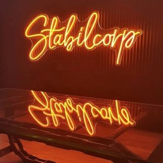 Orange company name sign @stabilcorp made by Custom Neon®