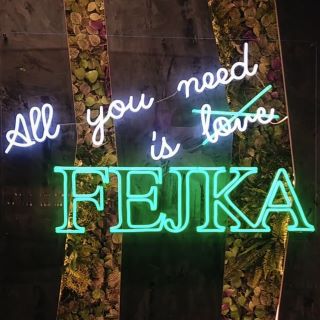 Custom Neon® green & white in-store display sign @ikeauk