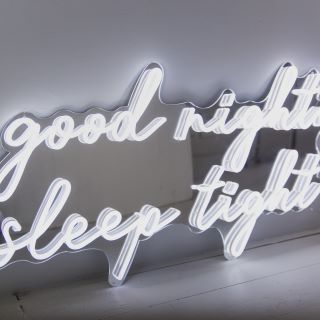 Good Night Sleep Tight white Custom Neon® sign with mirror backing