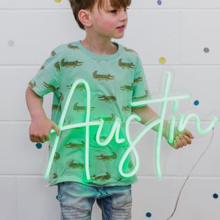 Green childs name sign by Custom Neon®