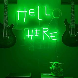 Dark green Hello There Hell Here wall sign by Custom Neon®