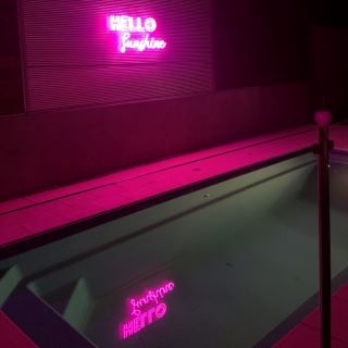 Custom Neon® pink waterproof pool sign @melissawickham
