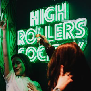 Higher Roller Society green Custom Neon® sign @allstarlanes