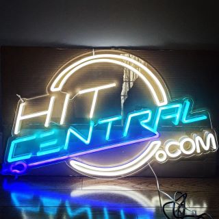 Custom Neon® blue and white logo for @hitcentralmusic