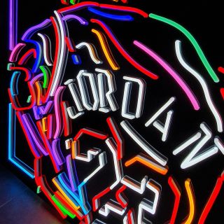 Multi-colored Michael Jordan jersey neon artwork by Custom Neon®