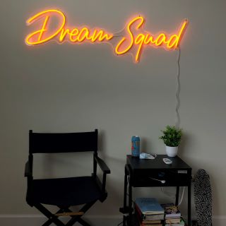 Custom Neon® orange Dream Squad Youtube sign @lorenzofranco