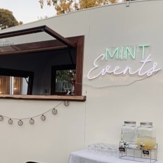 Custom Neon® mint and white logo @minteventscollective