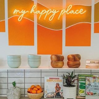 Custom Neon® My Happy Place orange kitchen sign