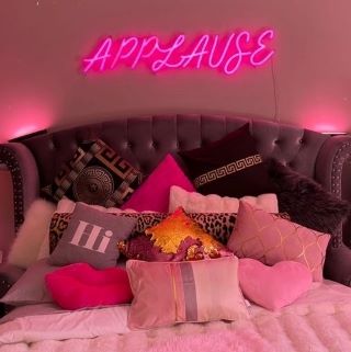 Custom Neon® pink sign in bedroom @seanapplause