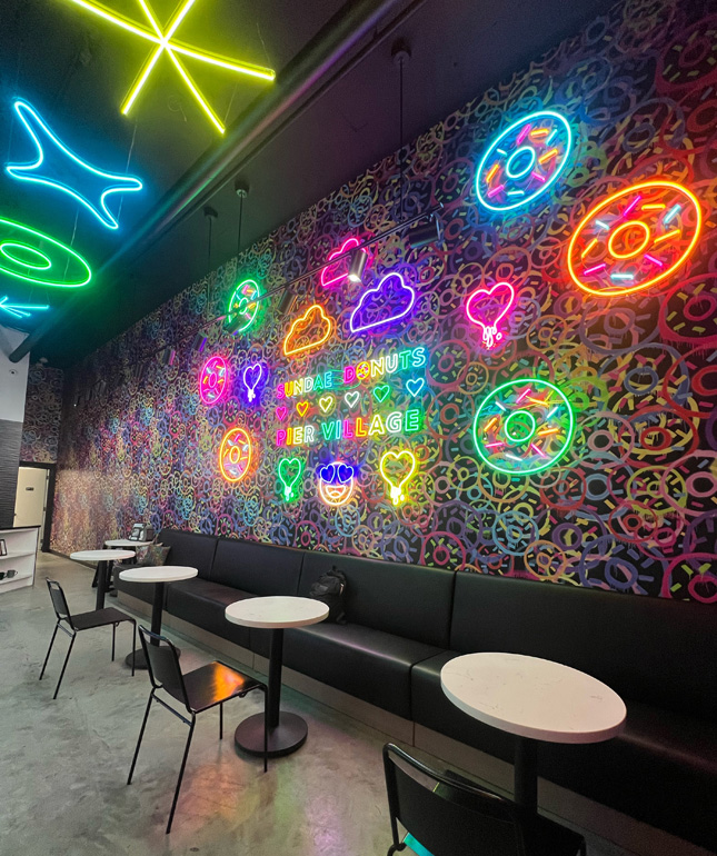 Custom Neon® colorful signs and artwork @sundaedonuts