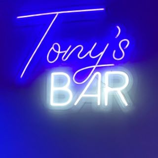 Tony's Bar Custom Neon® sign in blue & white
