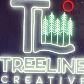 Custom Neon® multi-coloured logo sign @treelinecreativellc