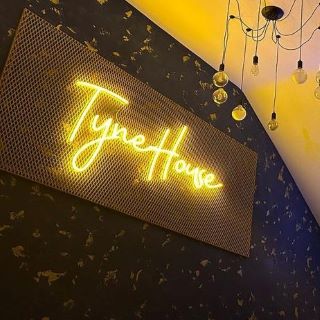 Custom Neon® yellow Airbnb house name sign @tynehouse