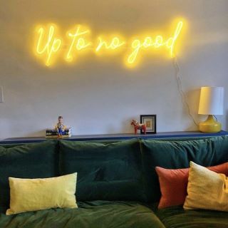 Yellow Custom Neon® quote sign Up To No Good
