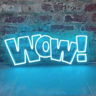 WOW! ice blue neon sign by Custom Neon®