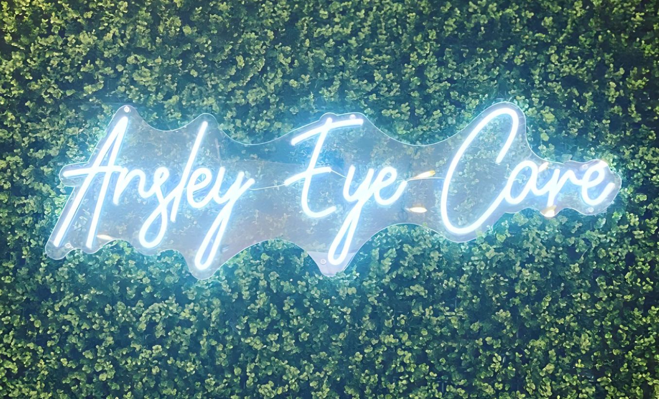 White Custom Neon® sign @ansleyeyecare
