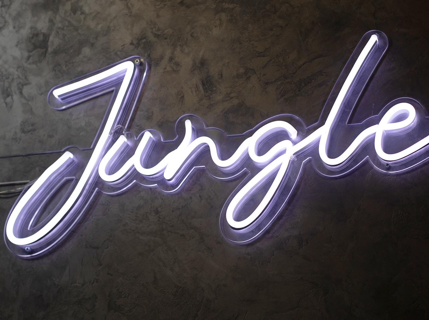 Custom Neon® white LED sign on clear acrylic cut to letter @arkadebarbers