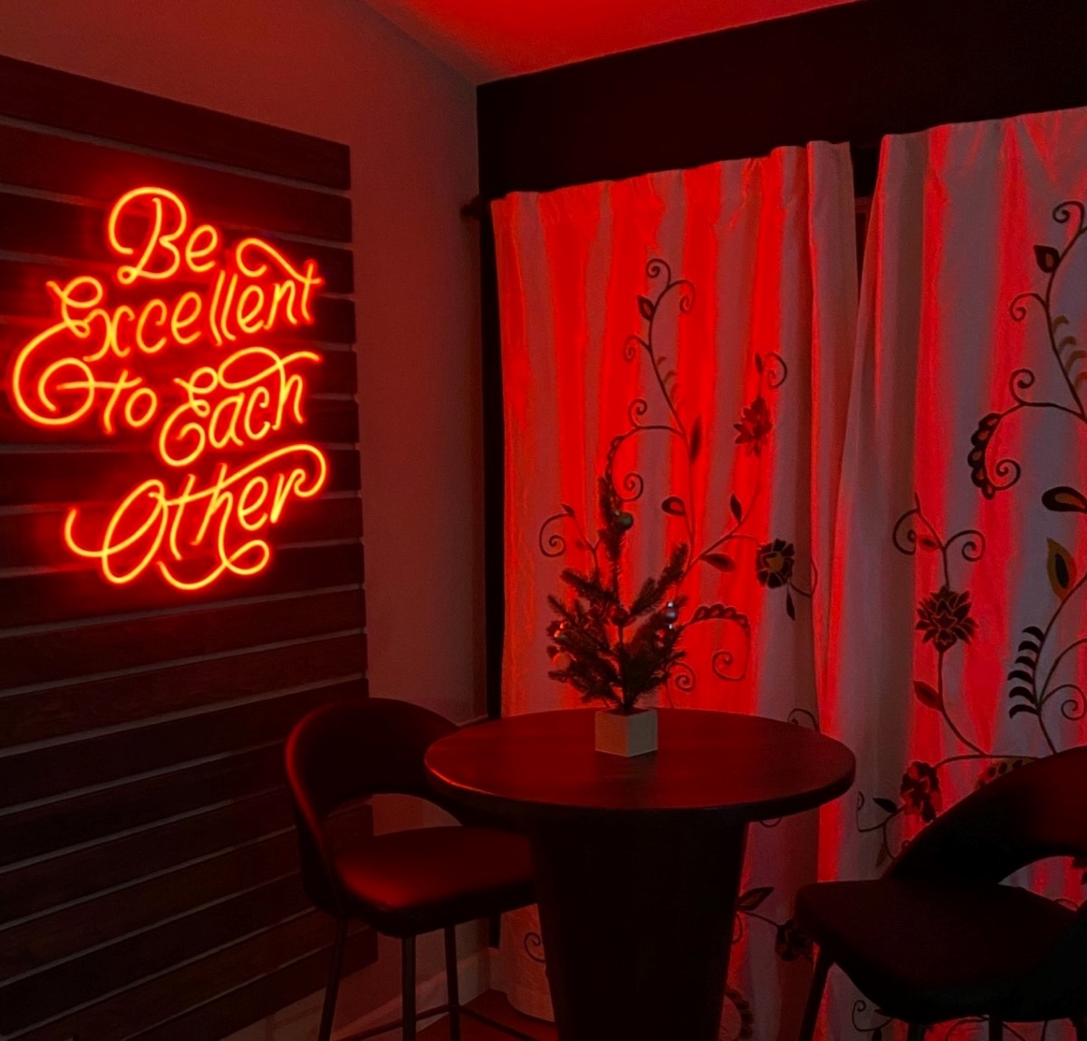 Be Excellent to Each Other red Custom Neon® sign in dining room @michaeldebrabander