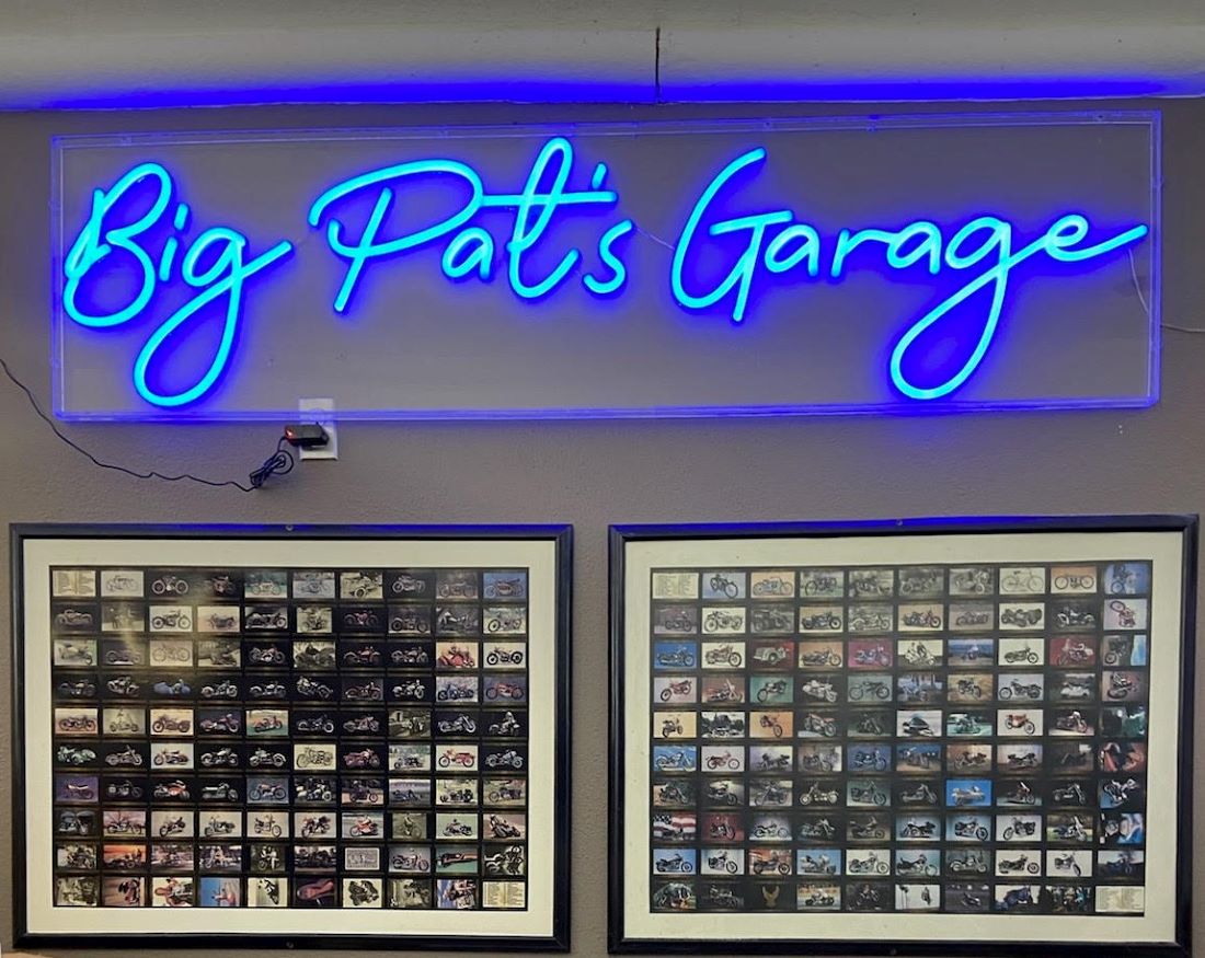 Custom Neon® blue personalized garage sign