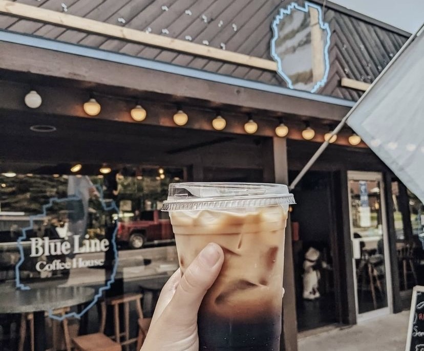 Tropical blue Custom Neon® outdoor logo  @bluelinecoffeehouse