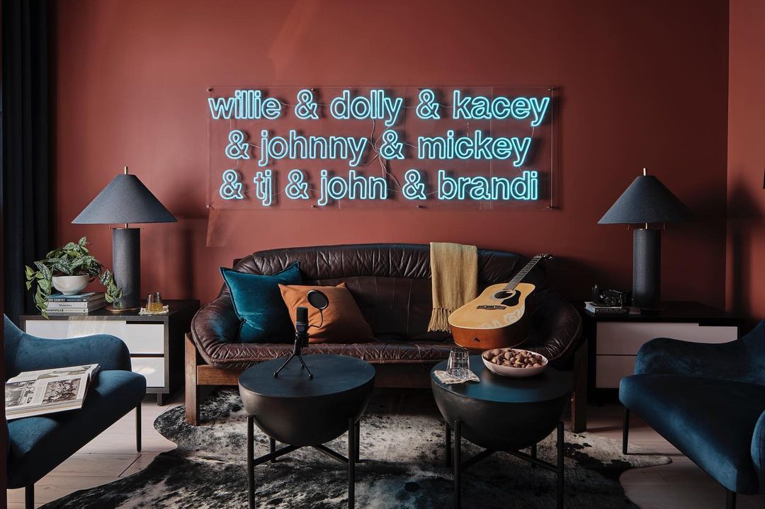 Custom Neon® Country Western-inspired living room wall sign @bpatrickflynn