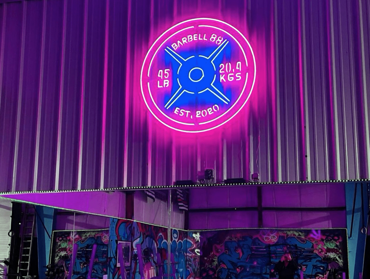 Pink & blue Custom Neon® logo @barbell_88